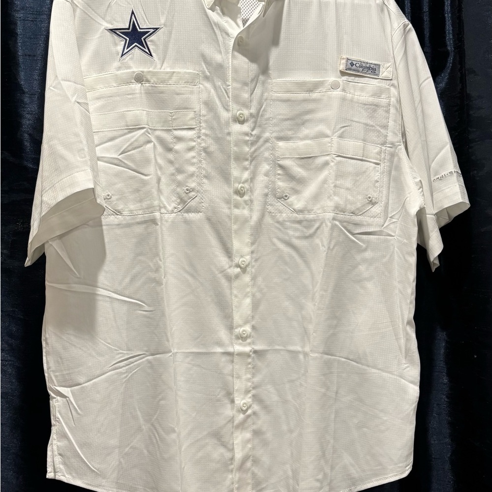 Dallas Cowboys Columbia Men's White Casual Button Down Shirt (m)